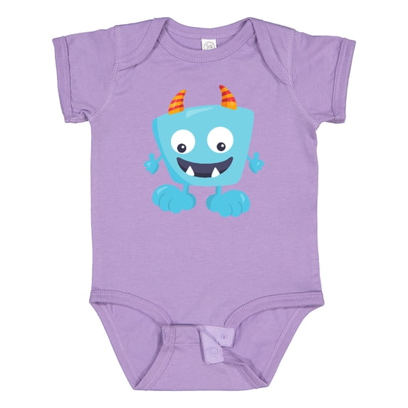 Inktastic Cute Monster, Blue Monster, Funny Monster, Horns Boys or Girls Baby Bodysuit