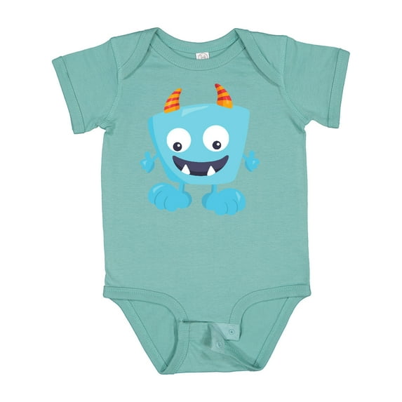 Inktastic Cute Monster, Blue Monster, Funny Monster, Horns Boys or Girls Baby Bodysuit