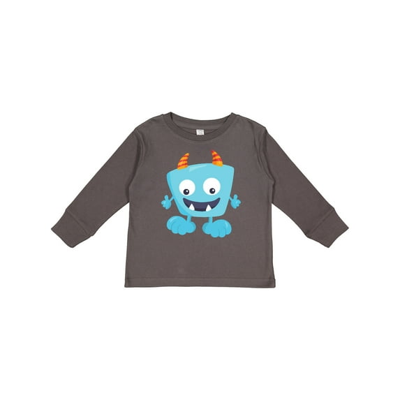 Inktastic Cute Monster, Blue Monster, Funny Monster, Horns Boys or Girls Long Sleeve Toddler T-Shirt