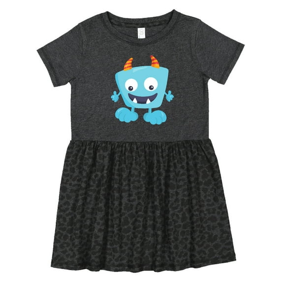 Inktastic Cute Monster, Blue Monster, Funny Monster, Horns Girls Toddler Dress