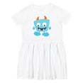 thumbnail image 1 of Inktastic Cute Monster, Blue Monster, Funny Monster, Horns Girls Toddler Dress, 1 of 5