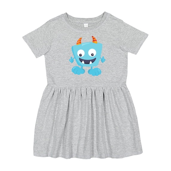 Inktastic Cute Monster, Blue Monster, Funny Monster, Horns Girls Toddler Dress