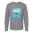 thumbnail image 1 of Inktastic Cute Monster, Blue Monster, Funny Monster, Horns Long Sleeve T-Shirt, 1 of 5