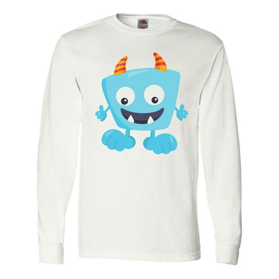 Inktastic Cute Monster, Blue Monster, Funny Monster, Horns Long Sleeve T-Shirt