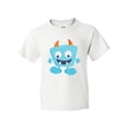 thumbnail image 1 of Inktastic Cute Monster, Little Monster, Blue Monster, Horns Youth T-Shirt, 1 of 5