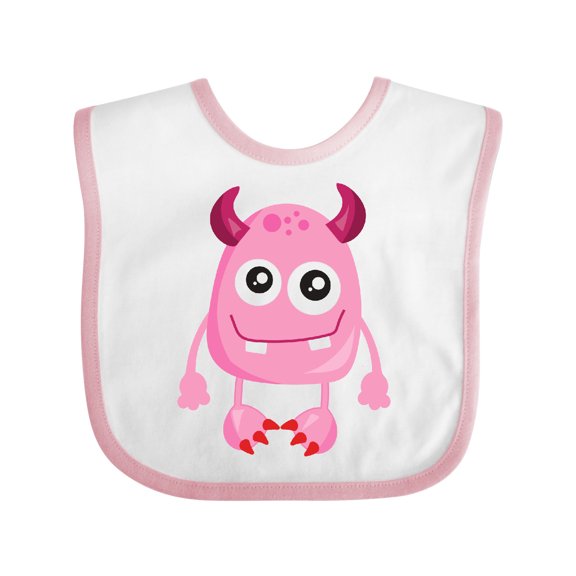 Inktastic Cute Monster, Pink Monster, Funny Monster, Horns Boys or Girls Baby Bib