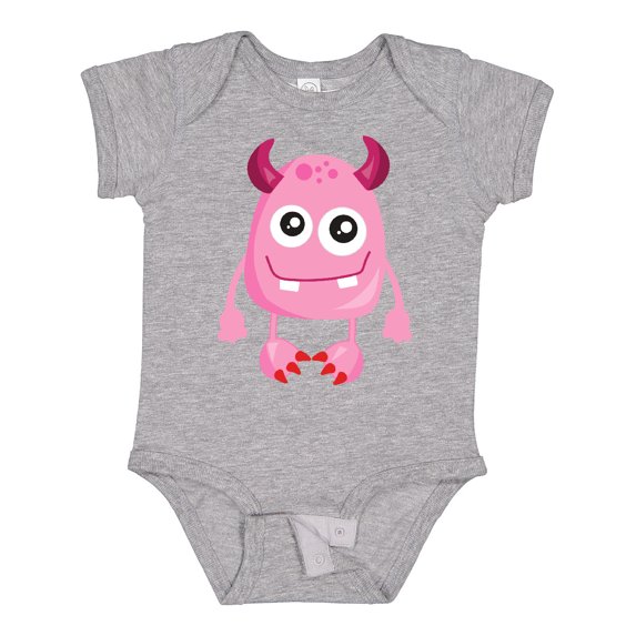Inktastic Cute Monster, Pink Monster, Funny Monster, Horns Boys or Girls Baby Bodysuit