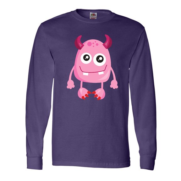 Inktastic Cute Monster, Pink Monster, Funny Monster, Horns Long Sleeve T-Shirt
