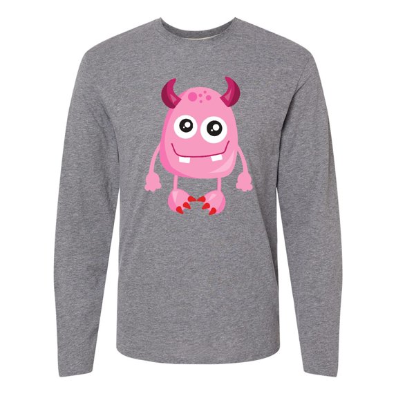 Inktastic Cute Monster, Pink Monster, Funny Monster, Horns Long Sleeve T-Shirt