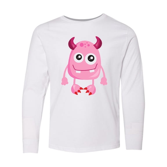 Inktastic Cute Monster, Pink Monster, Funny Monster, Horns Long Sleeve Youth T-Shirt