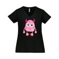 thumbnail image 1 of Inktastic Cute Monster, Pink Monster, Funny Monster, Horns Women's Plus Size V-Neck T-Shirt, 1 of 5