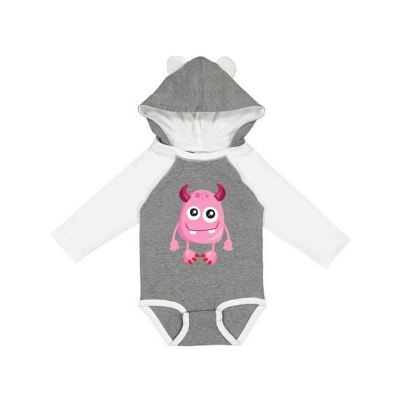 Inktastic Cute Monster, Smiling Monster, Pink Monster, Horns Boys or Girls Long Sleeve Baby Bodysuit