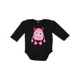 thumbnail image 1 of Inktastic Cute Monster, Smiling Monster, Pink Monster, Horns Boys or Girls Long Sleeve Baby Bodysuit, 1 of 5