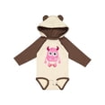thumbnail image 1 of Inktastic Cute Monster, Smiling Monster, Pink Monster, Horns Boys or Girls Long Sleeve Baby Bodysuit, 1 of 5