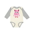 thumbnail image 1 of Inktastic Cute Monster, Smiling Monster, Pink Monster, Horns Boys or Girls Long Sleeve Baby Bodysuit, 1 of 5