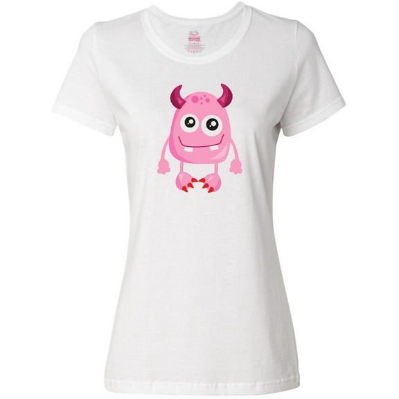 Inktastic Cute Monster, Smiling Monster, Pink Monster, Horns Women's T-Shirt