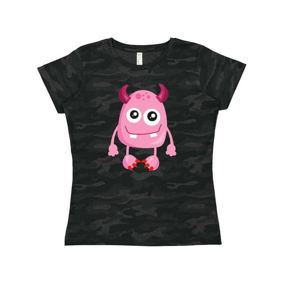 Inktastic Cute Monster, Smiling Monster, Pink Monster, Horns Women's T-Shirt