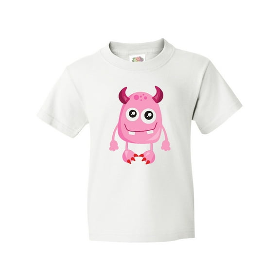 Inktastic Cute Monster, Smiling Monster, Pink Monster, Horns Youth T-Shirt
