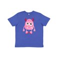 thumbnail image 1 of Inktastic Cute Monster, Smiling Monster, Pink Monster, Horns Youth T-Shirt, 1 of 5