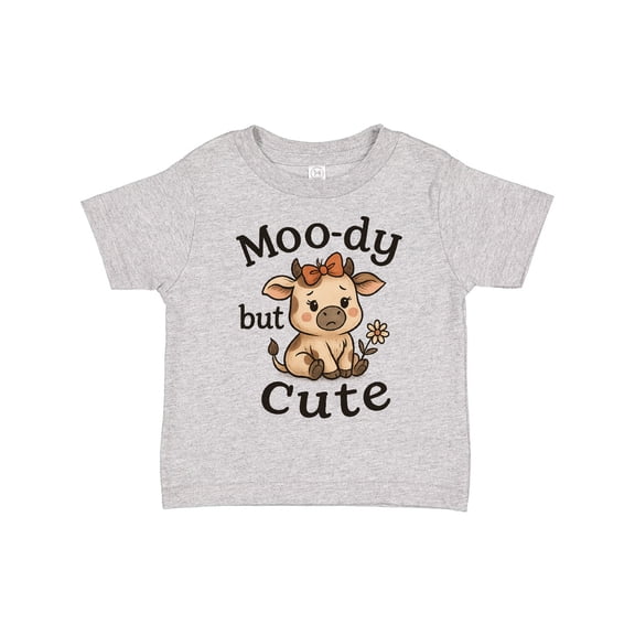 Inktastic Cute Moody Cow with Bow and Flower Boys or Girls Toddler T-Shirt