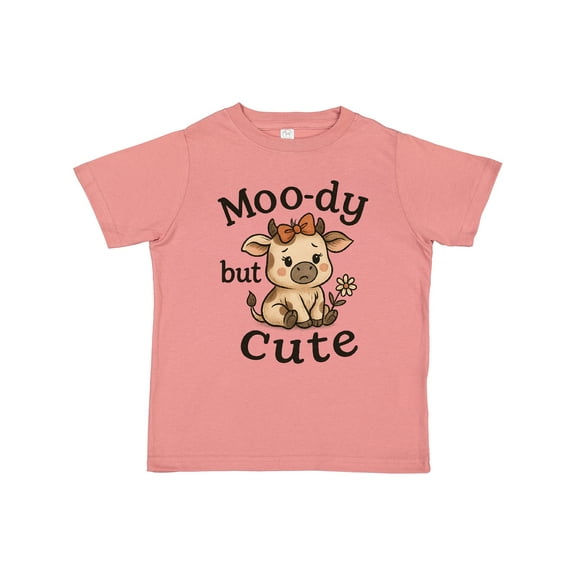 Inktastic Cute Moody Cow with Bow and Flower Boys or Girls Toddler T-Shirt