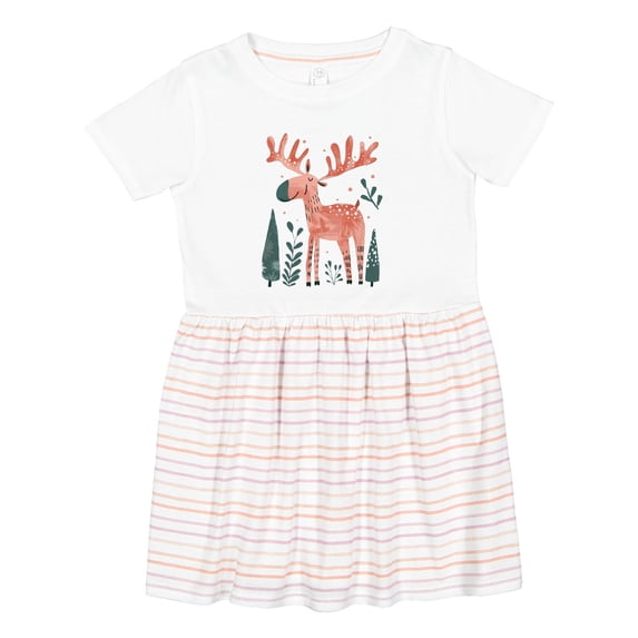 Inktastic Cute Moose in Forest Girls Toddler Dress