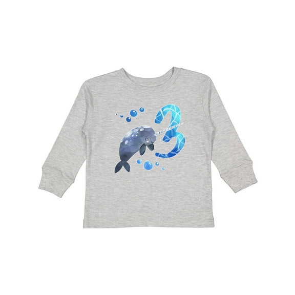 Inktastic Cute Narwhal 3rd Birthday Boys or Girls Long Sleeve Toddler T-Shirt