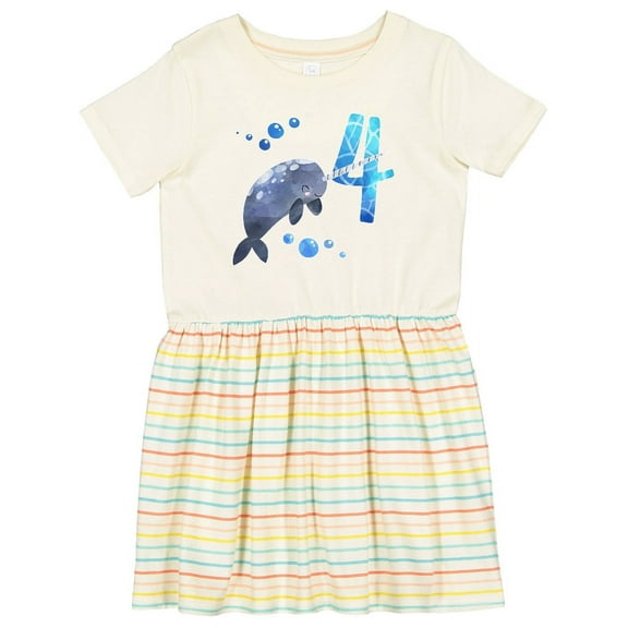 Inktastic Cute Narwhal 4th Birthday Girls Toddler Dress