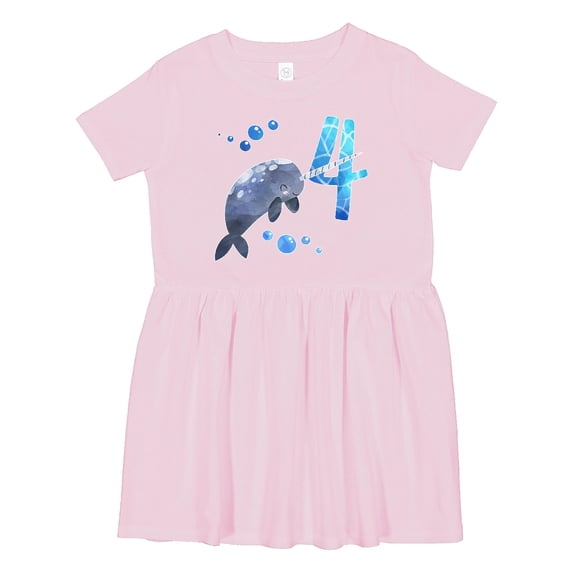 Inktastic Cute Narwhal 4th Birthday Girls Toddler Dress