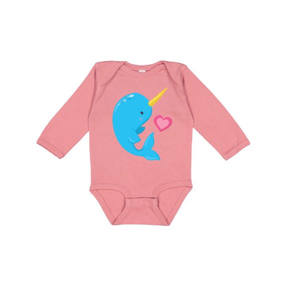 Inktastic Cute Narwhal Boys Long Sleeve Baby Bodysuit