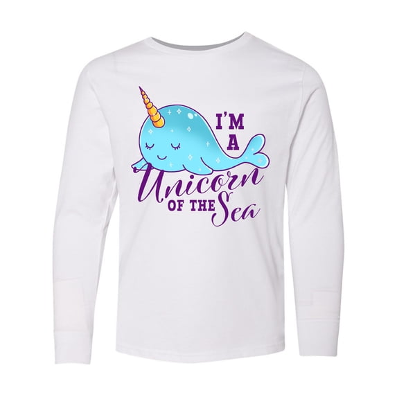 Inktastic Cute Narwhal I'm a Unicorn of The Sea Long Sleeve Youth T-Shirt