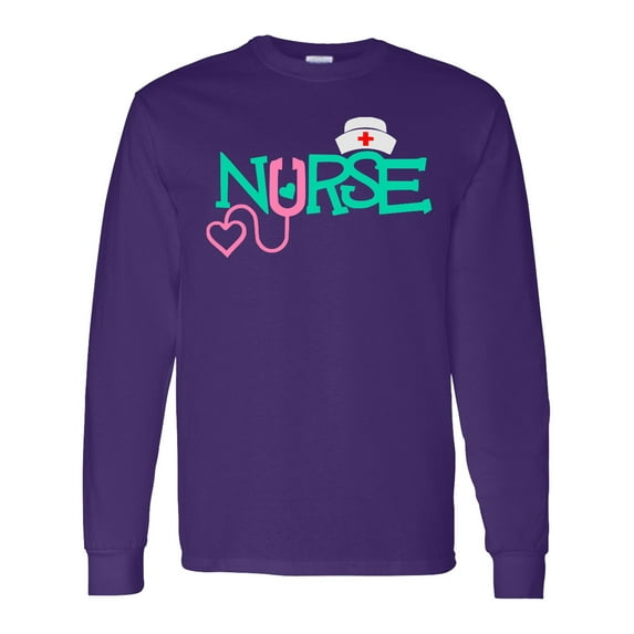 Inktastic Cute Nurse Stethoscope and Hat Long Sleeve T-Shirt