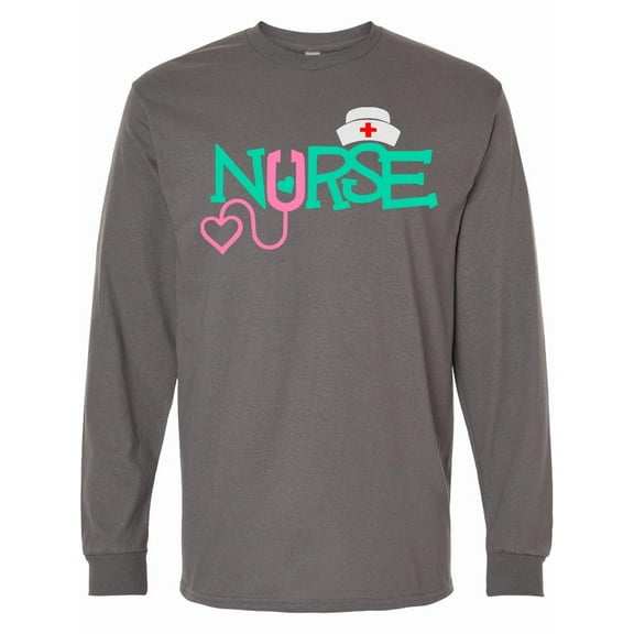 Inktastic Cute Nurse Stethoscope and Hat Long Sleeve T-Shirt