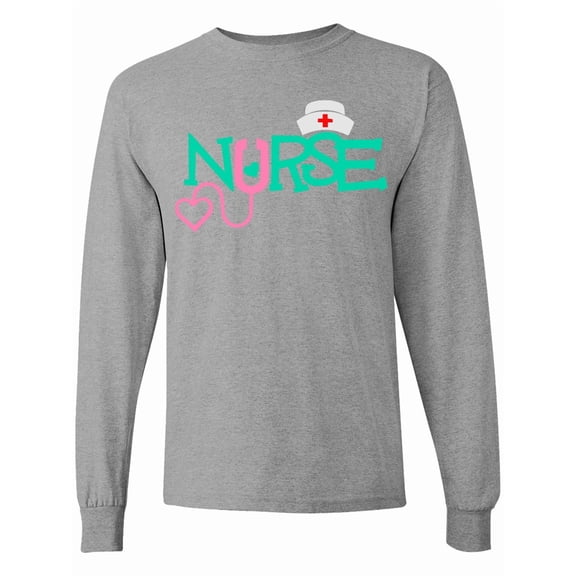 Inktastic Cute Nurse Stethoscope and Hat Long Sleeve T-Shirt