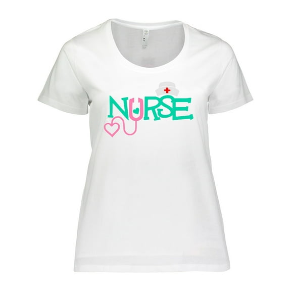Inktastic Cute Nurse Stethoscope and Hat Women's Plus Size T-Shirt