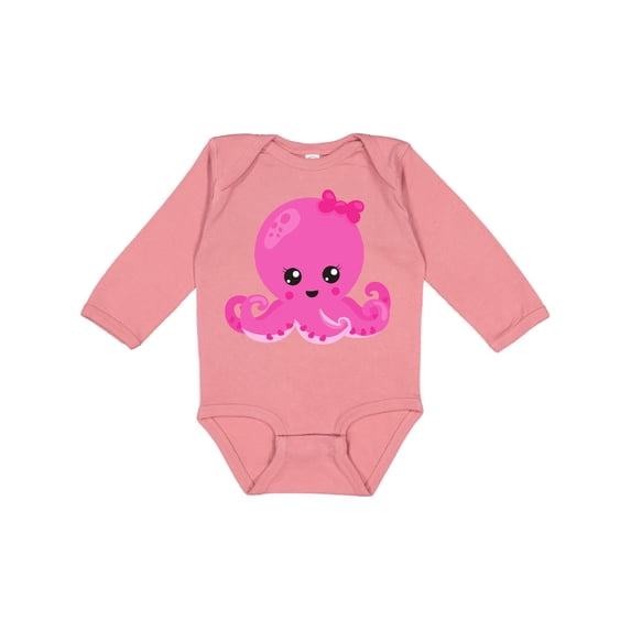 Inktastic Cute Octopus, Little Octopus, Baby Octopus, Hearts Girls Long Sleeve Baby Bodysuit