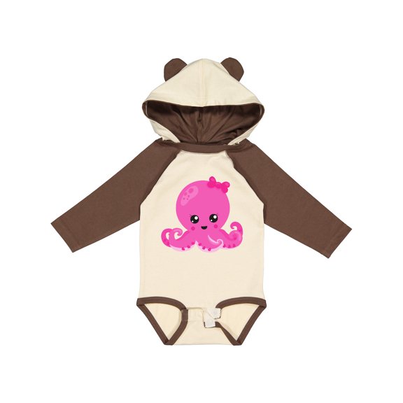 Inktastic Cute Octopus, Little Octopus, Baby Octopus, Hearts Girls Long Sleeve Baby Bodysuit