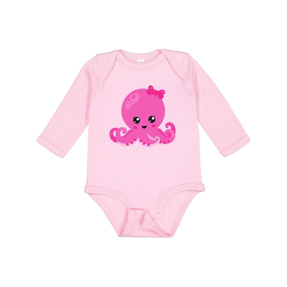 Inktastic Cute Octopus, Little Octopus, Baby Octopus, Hearts Girls Long Sleeve Baby Bodysuit