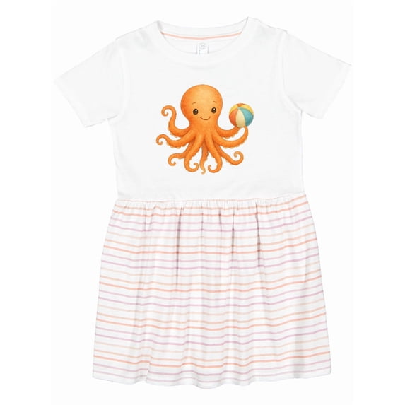 Inktastic Cute Octopus with Beach Ball Girls Toddler Dress