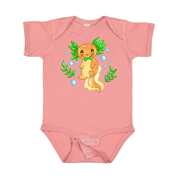 Inktastic Cute Orange and Green Axolotl Boys or Girls Baby Bodysuit