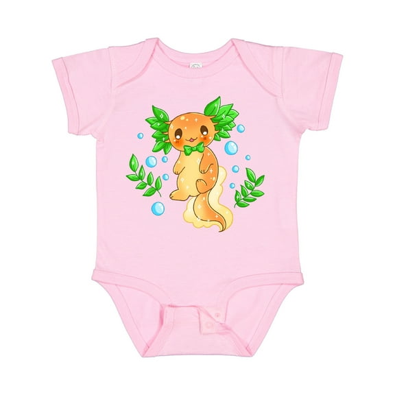 Inktastic Cute Orange and Green Axolotl Boys or Girls Baby Bodysuit