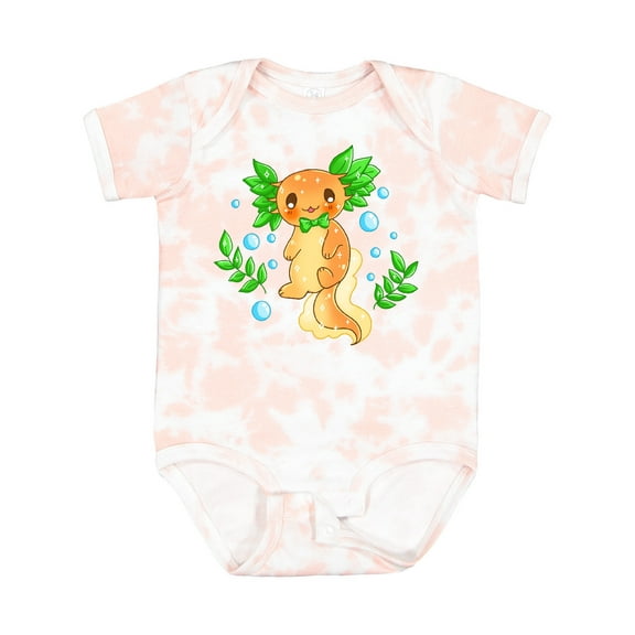 Inktastic Cute Orange and Green Axolotl Boys or Girls Baby Bodysuit