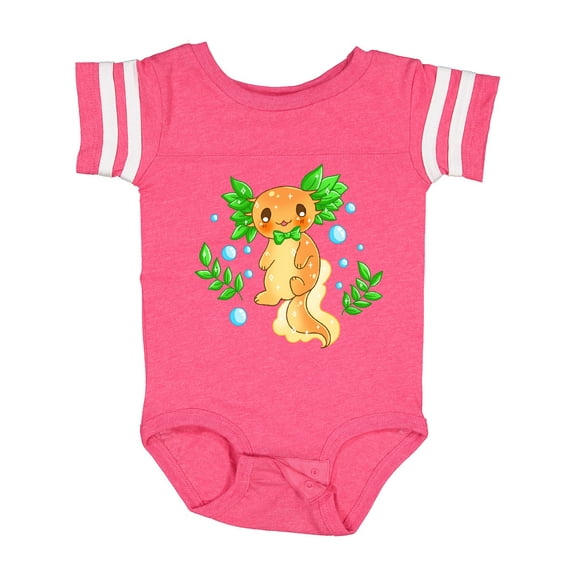 Inktastic Cute Orange and Green Axolotl Boys or Girls Baby Bodysuit