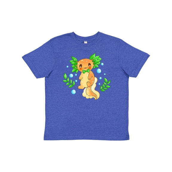 Inktastic Cute Orange and Green Axolotl Youth T-Shirt
