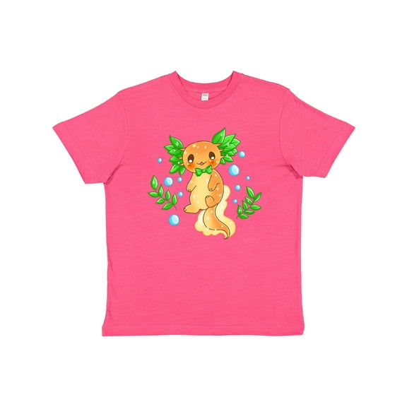 Inktastic Cute Orange and Green Axolotl Youth T-Shirt