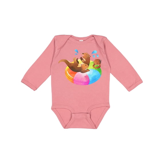 Inktastic Cute Otter Float Boys or Girls Long Sleeve Baby Bodysuit