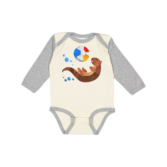 Inktastic Cute Otter and Beachball Boys or Girls Long Sleeve Baby Bodysuit