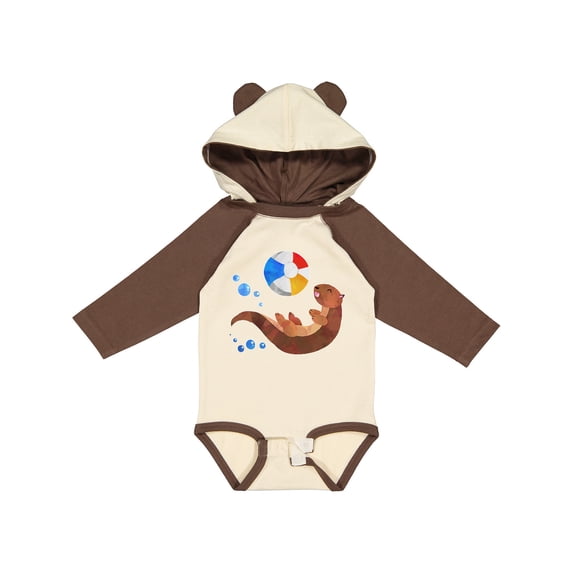 Inktastic Cute Otter and Beachball Boys or Girls Long Sleeve Baby Bodysuit