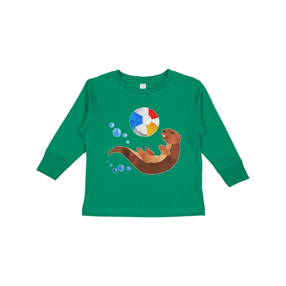Inktastic Cute Otter and Beachball Boys or Girls Long Sleeve Toddler T-Shirt