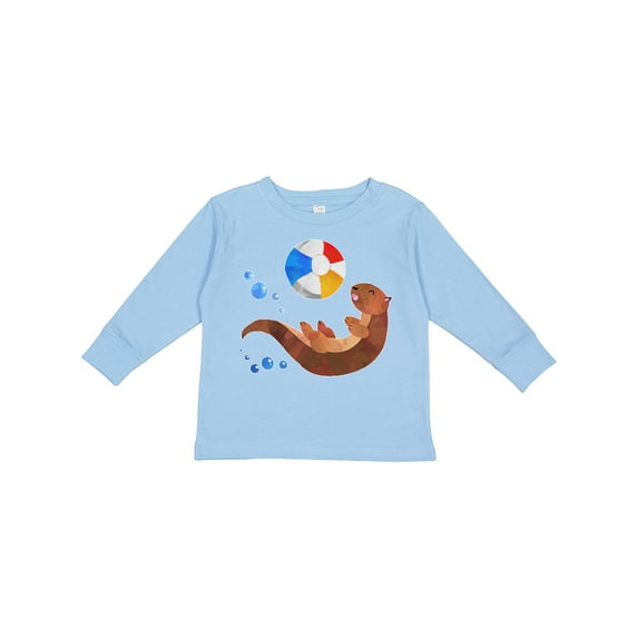 Inktastic Cute Otter and Beachball Boys or Girls Long Sleeve Toddler T-Shirt